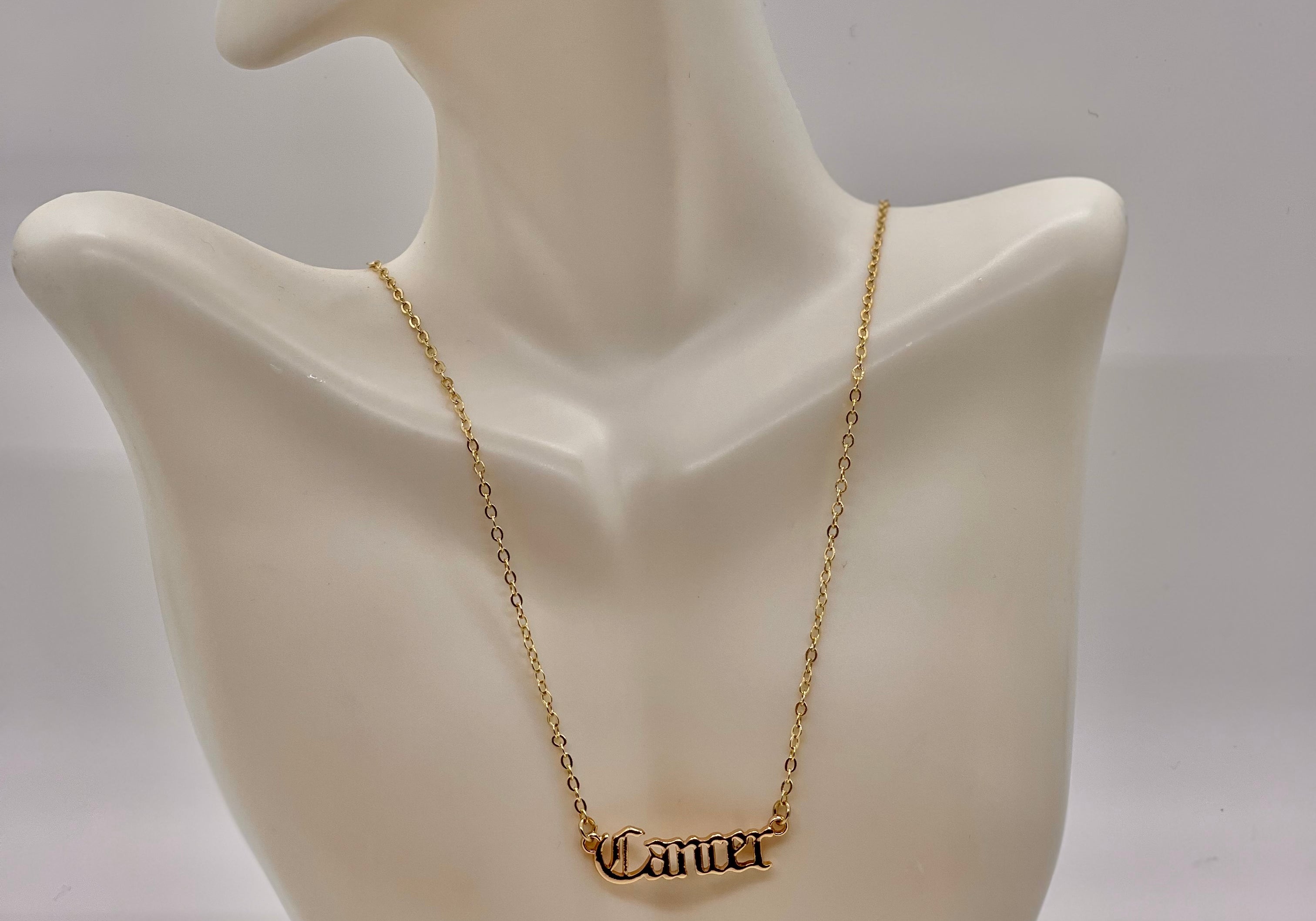 What's Your Sign Zodiac Name Necklace - Bodacious Bijous Cancer Gold