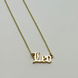 What's Your Sign Zodiac Name Necklace - Bodacious Bijous Leo Gold
