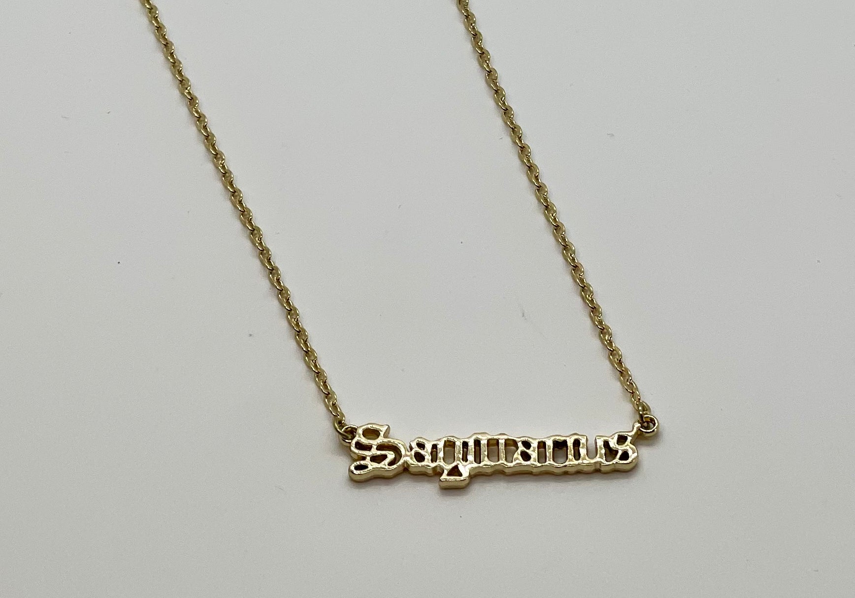 What's Your Sign Zodiac Name Necklace - Bodacious Bijous Sagittarius Gold