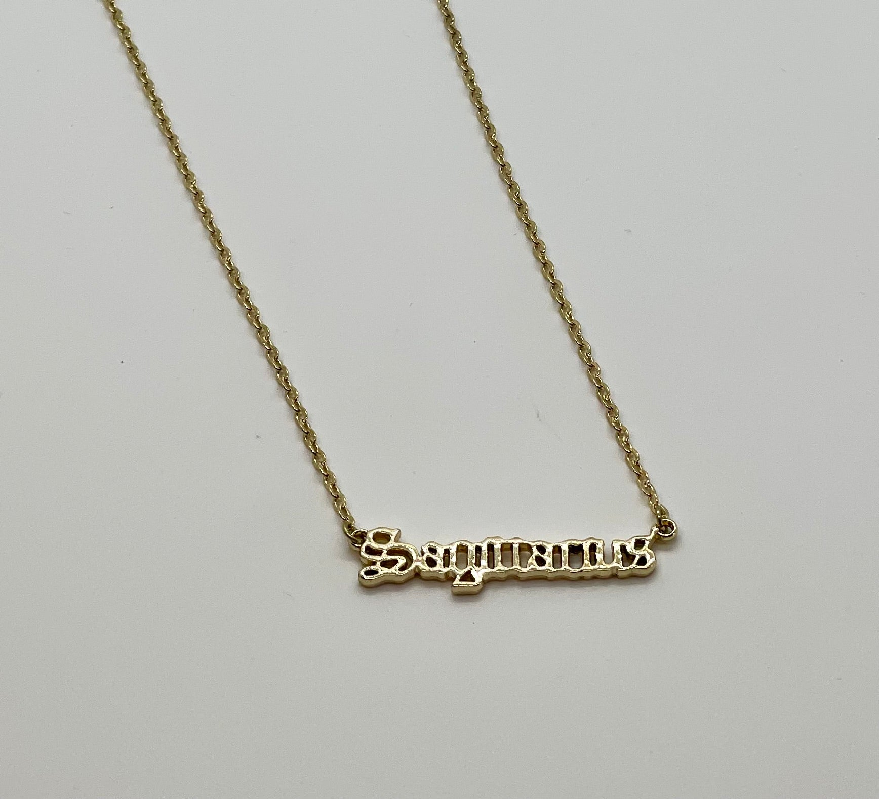 What's Your Sign Zodiac Name Necklace - Bodacious Bijous Sagittarius Gold