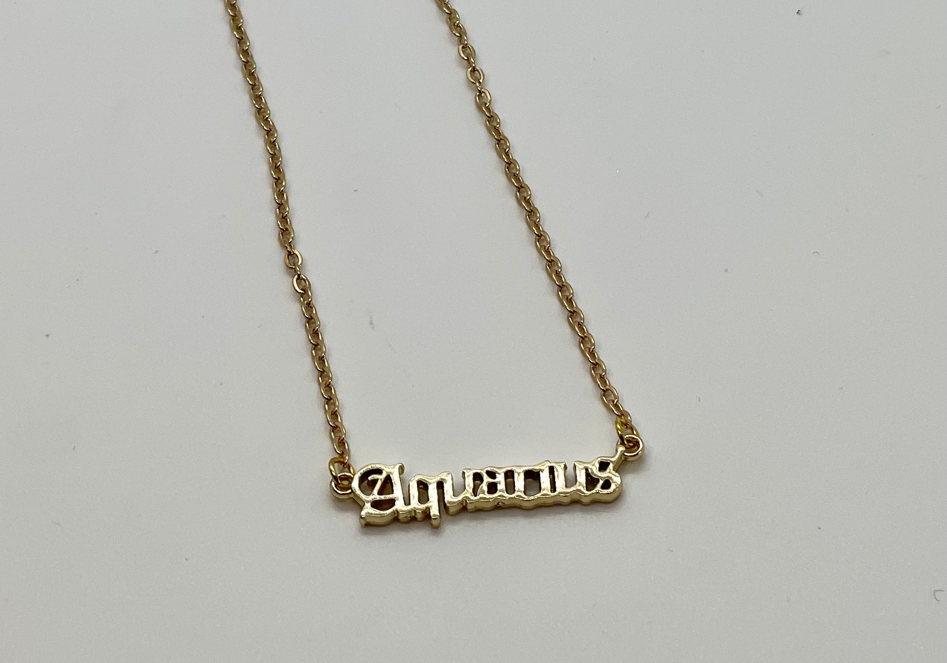 What's Your Sign Zodiac Name Necklace - Bodacious Bijous Aquarius Gold