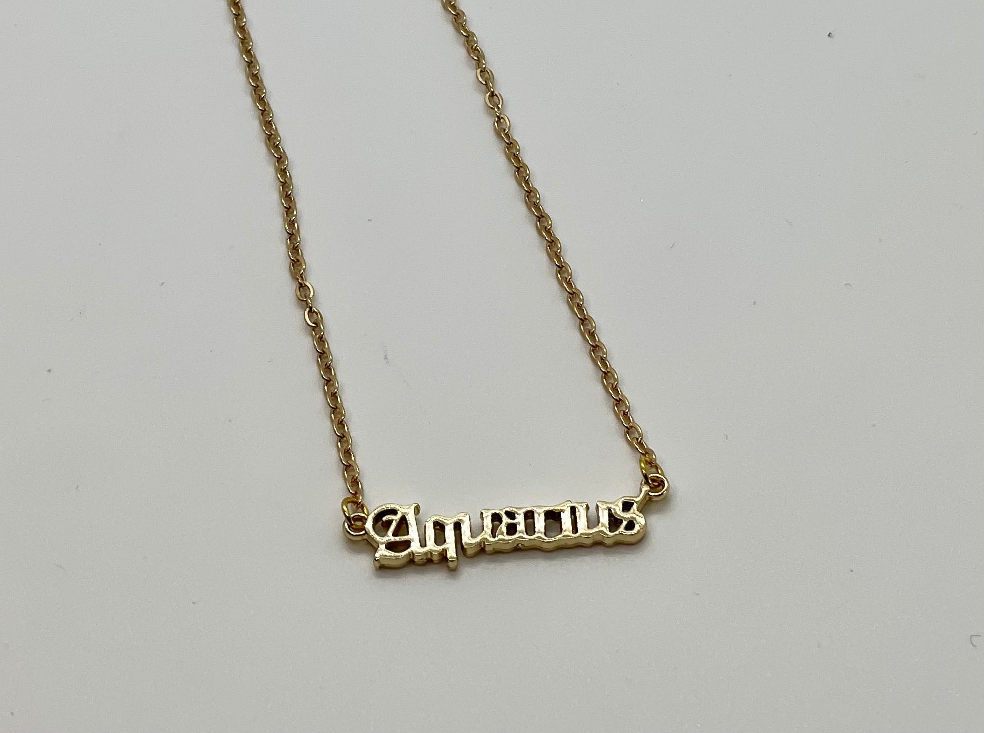 What's Your Sign Zodiac Name Necklace - Bodacious Bijous Aquarius Gold
