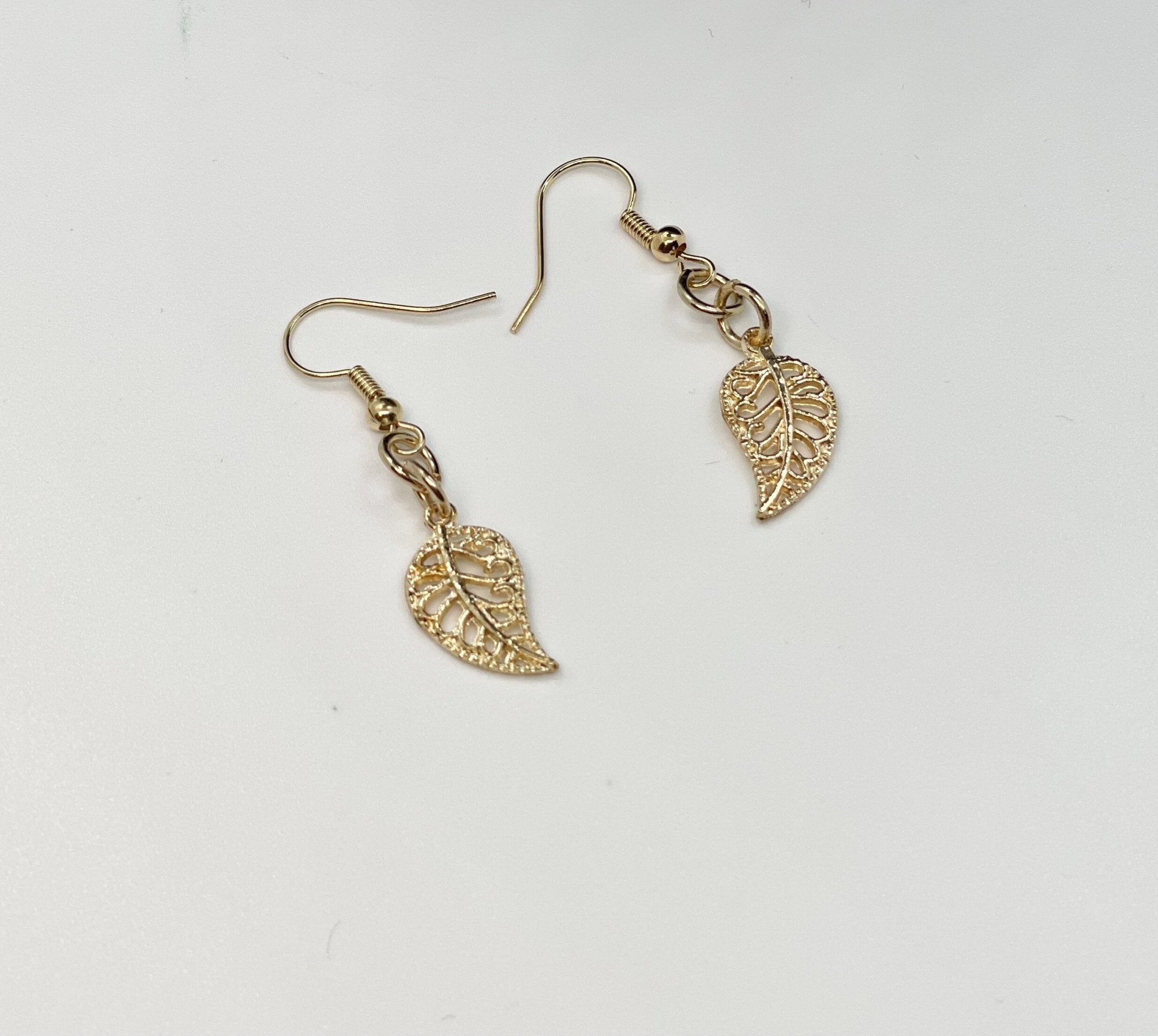 Gold Tone Leaf Earrings - Bodacious Bijous