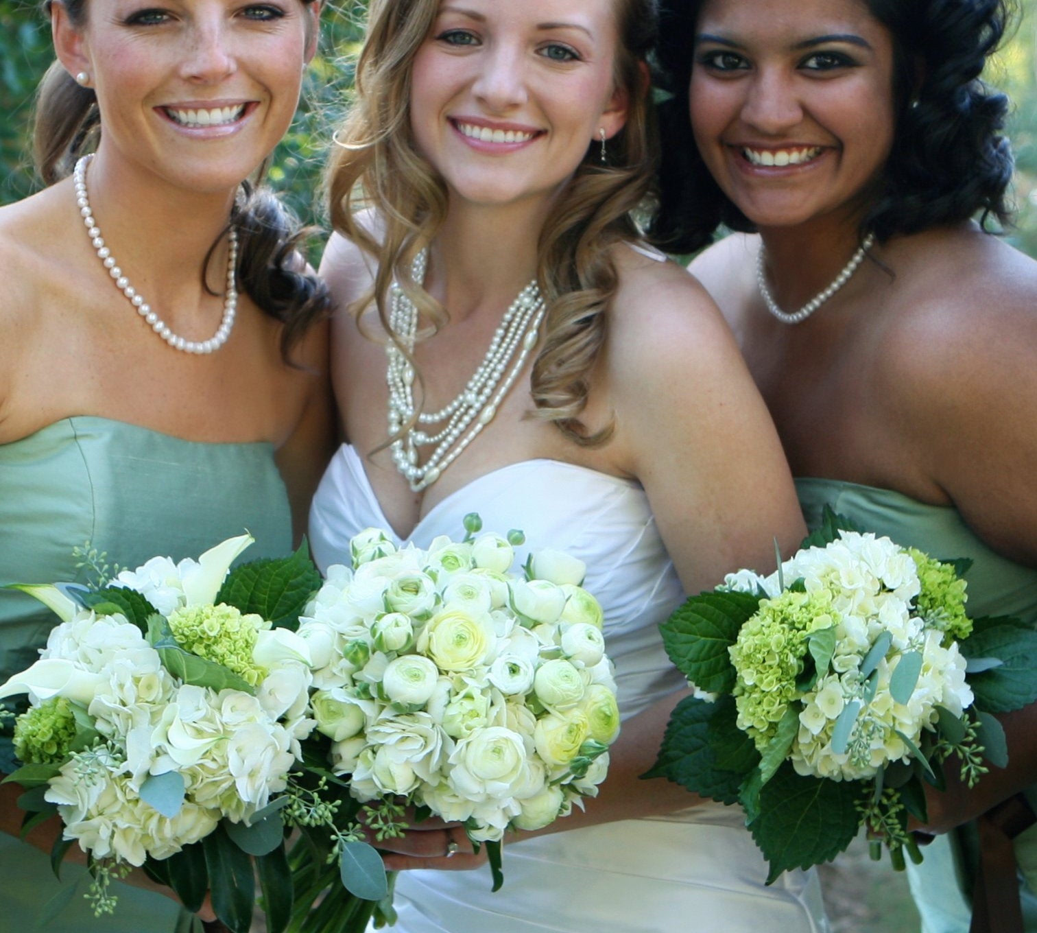 Bridal party wearing necklaces