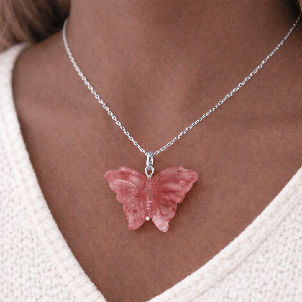 Hand Carved Butterfly Necklace - Bodacious Bijous LLC
