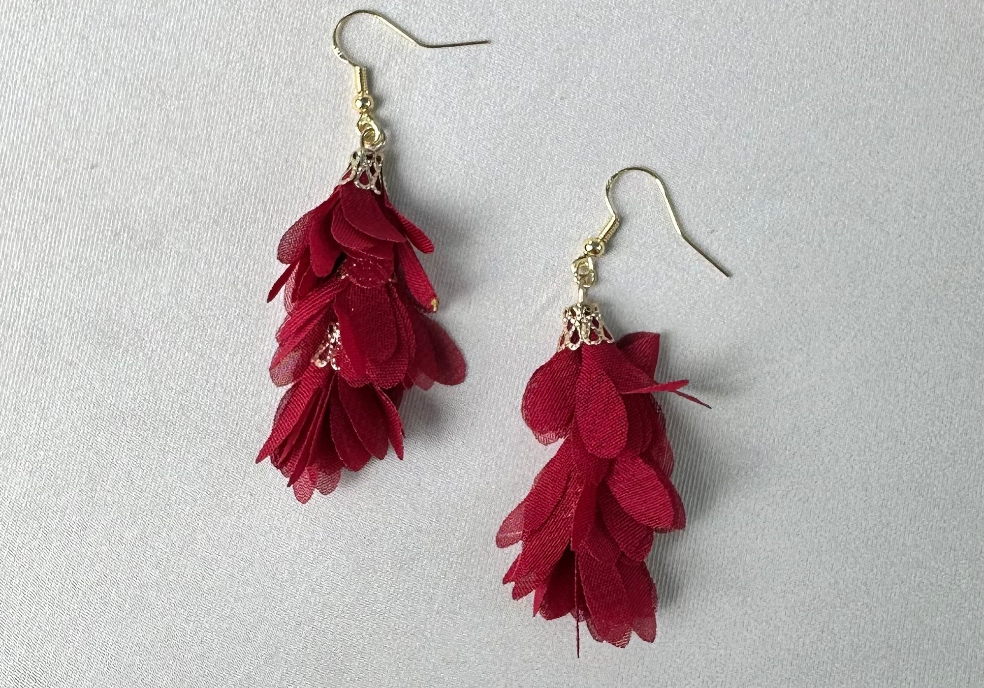 Layered Fabric Earrings - Bodacious BijousHot Pink