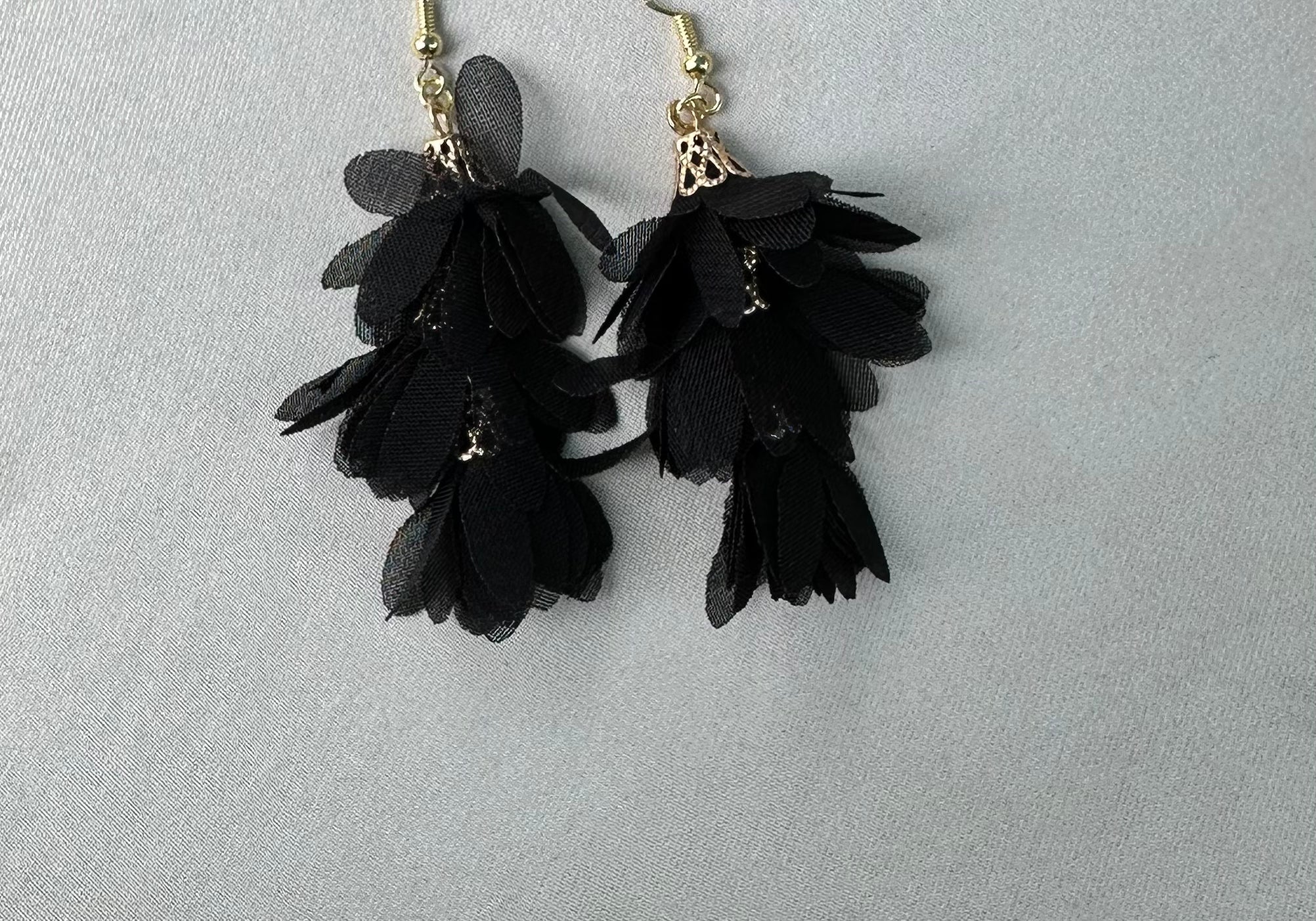 Layered Fabric Earrings - Bodacious BijousBlack