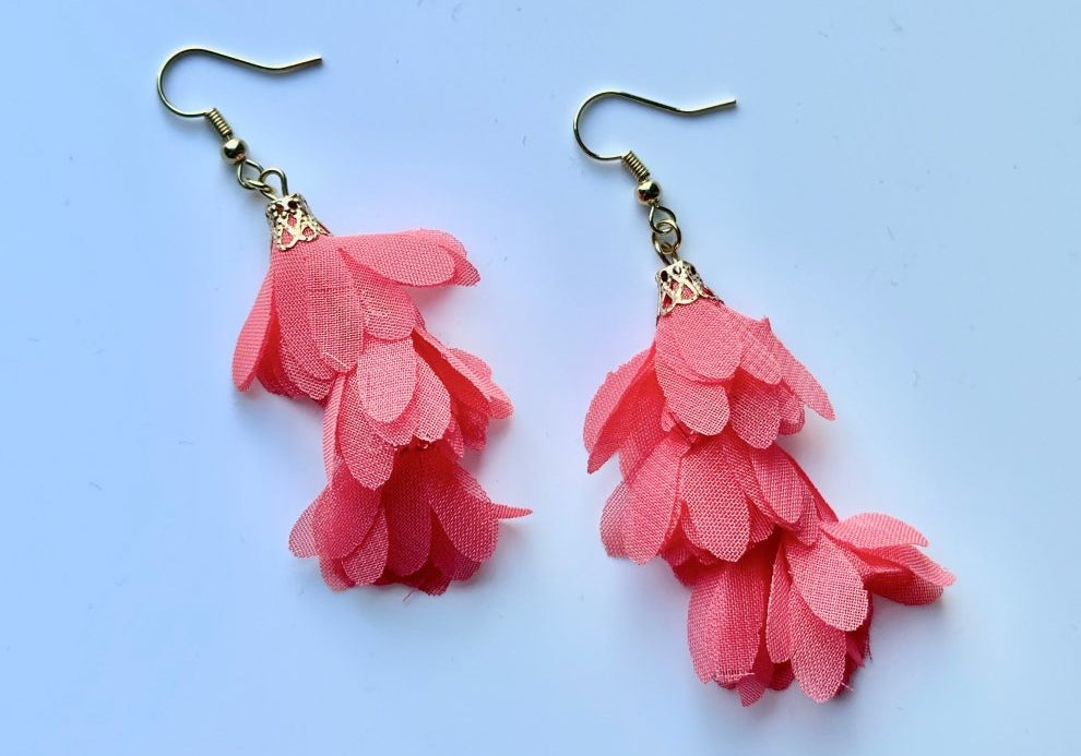 Layered Fabric Earrings - Bodacious BijousSalmon