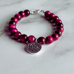 Sterling silver magenta tiger eye bracelet by Bodacious Bijous