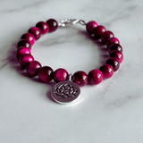 Sterling silver magenta tiger eye bracelet by Bodacious Bijous