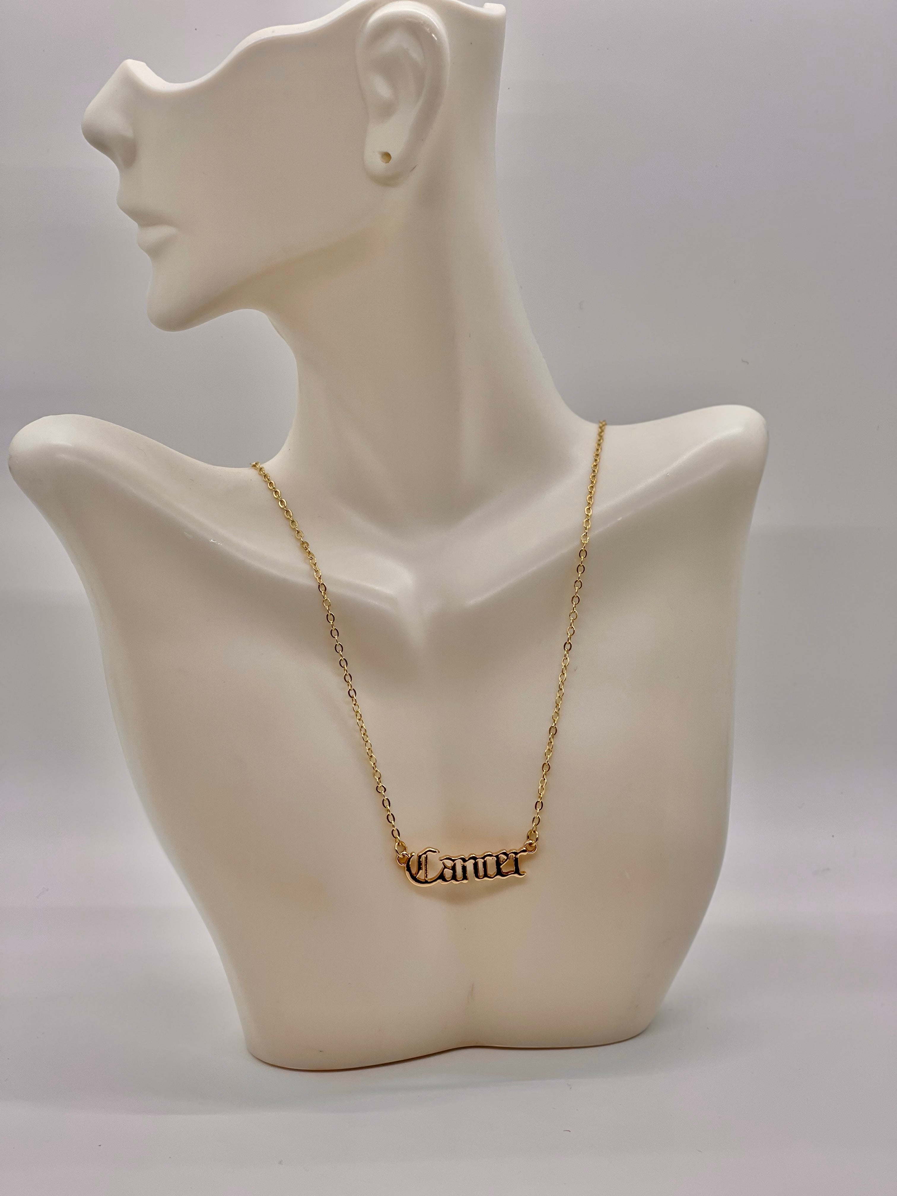 What's Your Sign Zodiac Name Necklace - Bodacious Bijous Cancer Gold