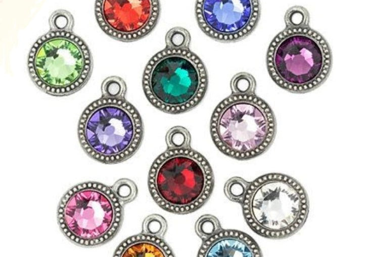 Birthstone Charm w/Sterling Silver Necklace - Bodacious Bijous