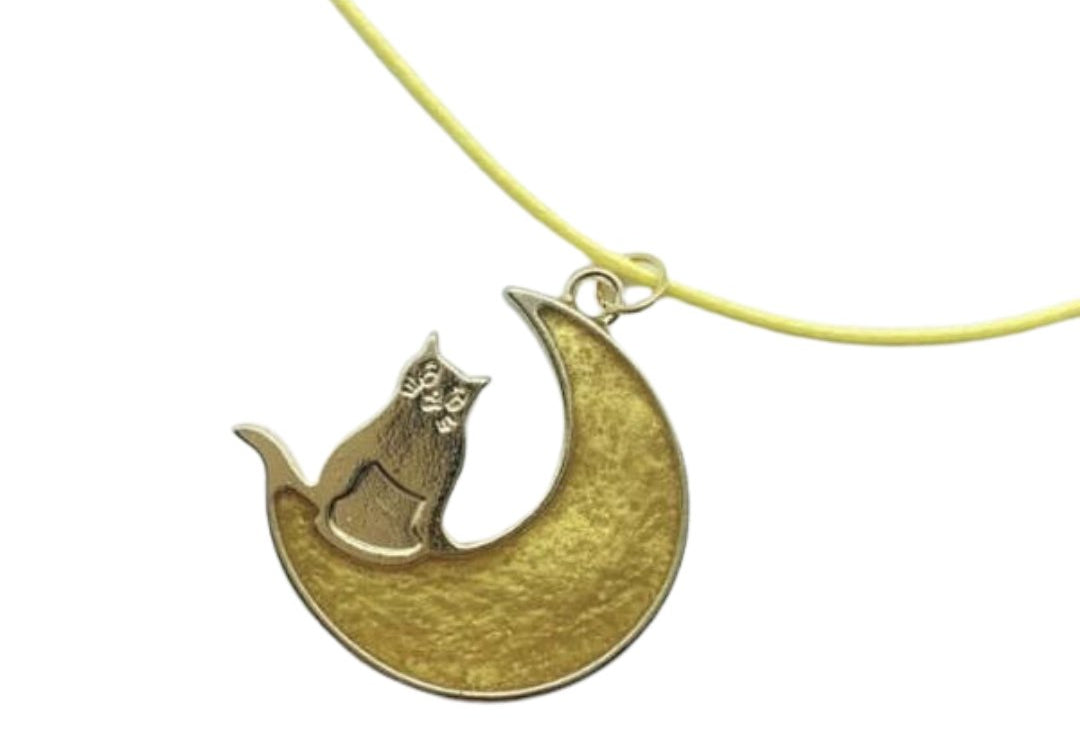 Cat on Moon Necklace - Bodacious Bijous