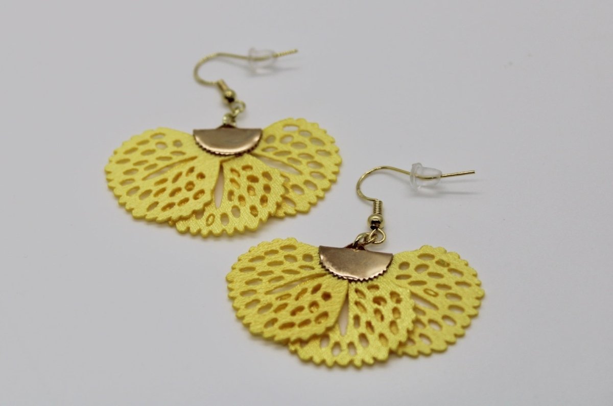 Fan Style Earrings - Bodacious BijousYelllow (light)