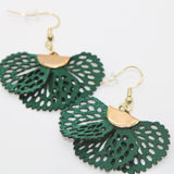 Fan Style Earrings - Bodacious BijousDark Green
