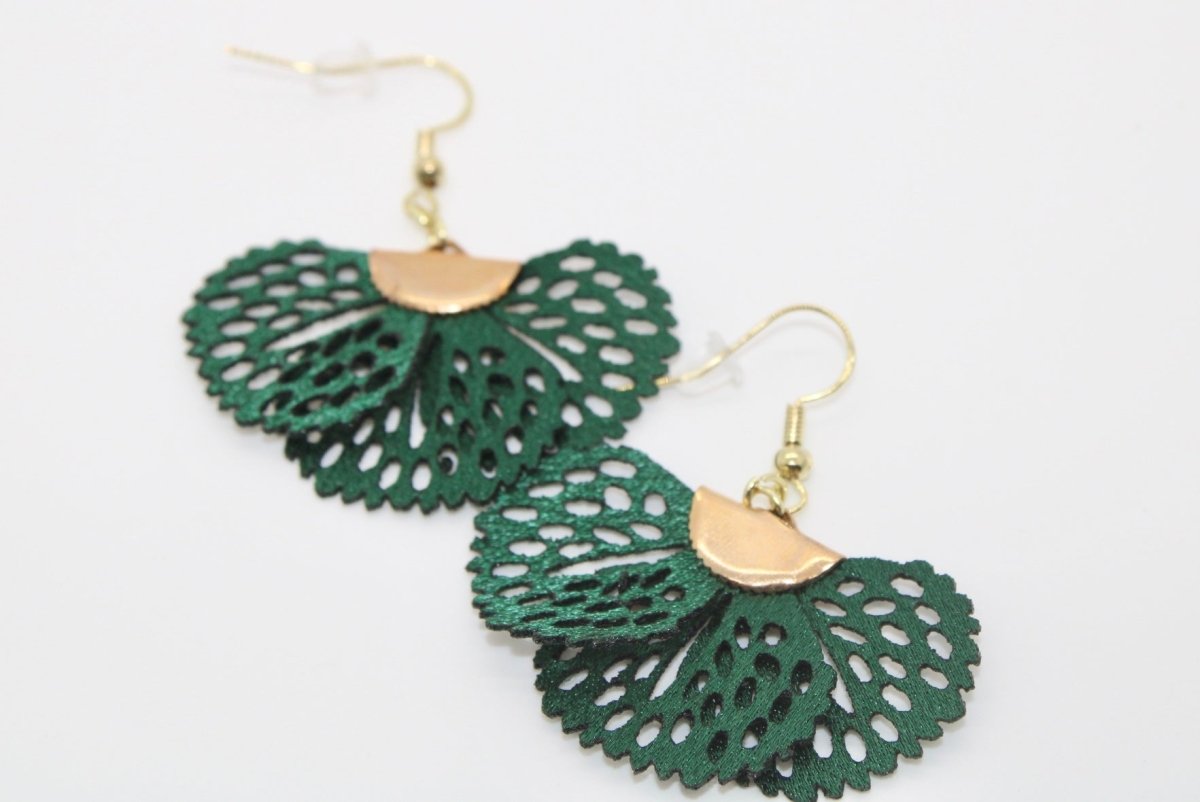 Fan Style Earrings - Bodacious BijousDark Green