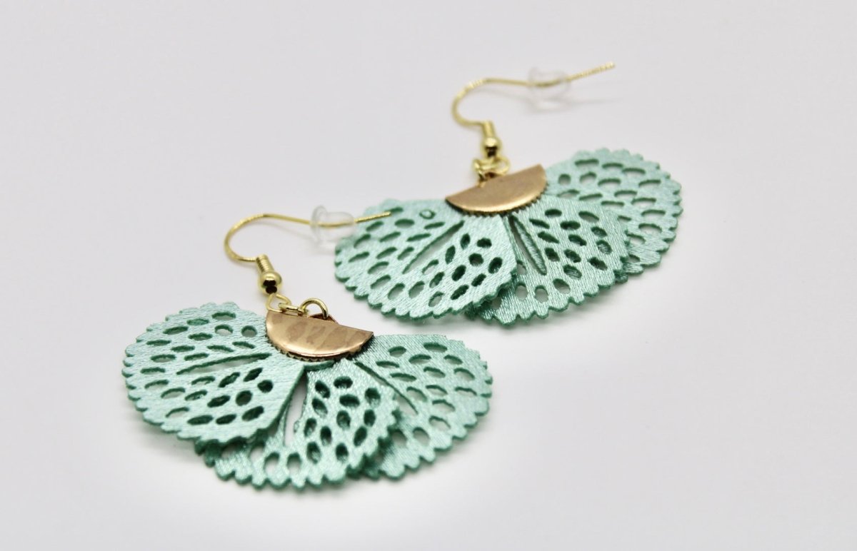 Fan Style Earrings - Bodacious BijousMint Green