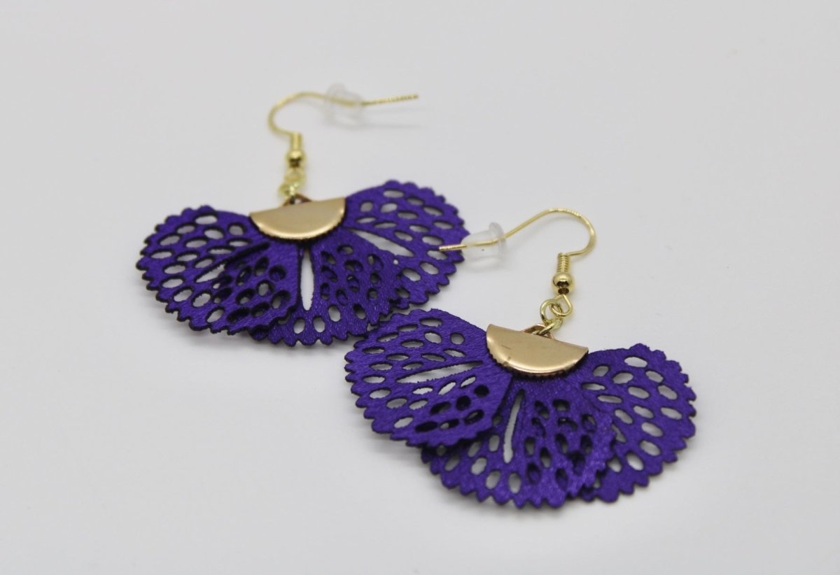 Fan Style Earrings - Bodacious BijousPurple (dark)
