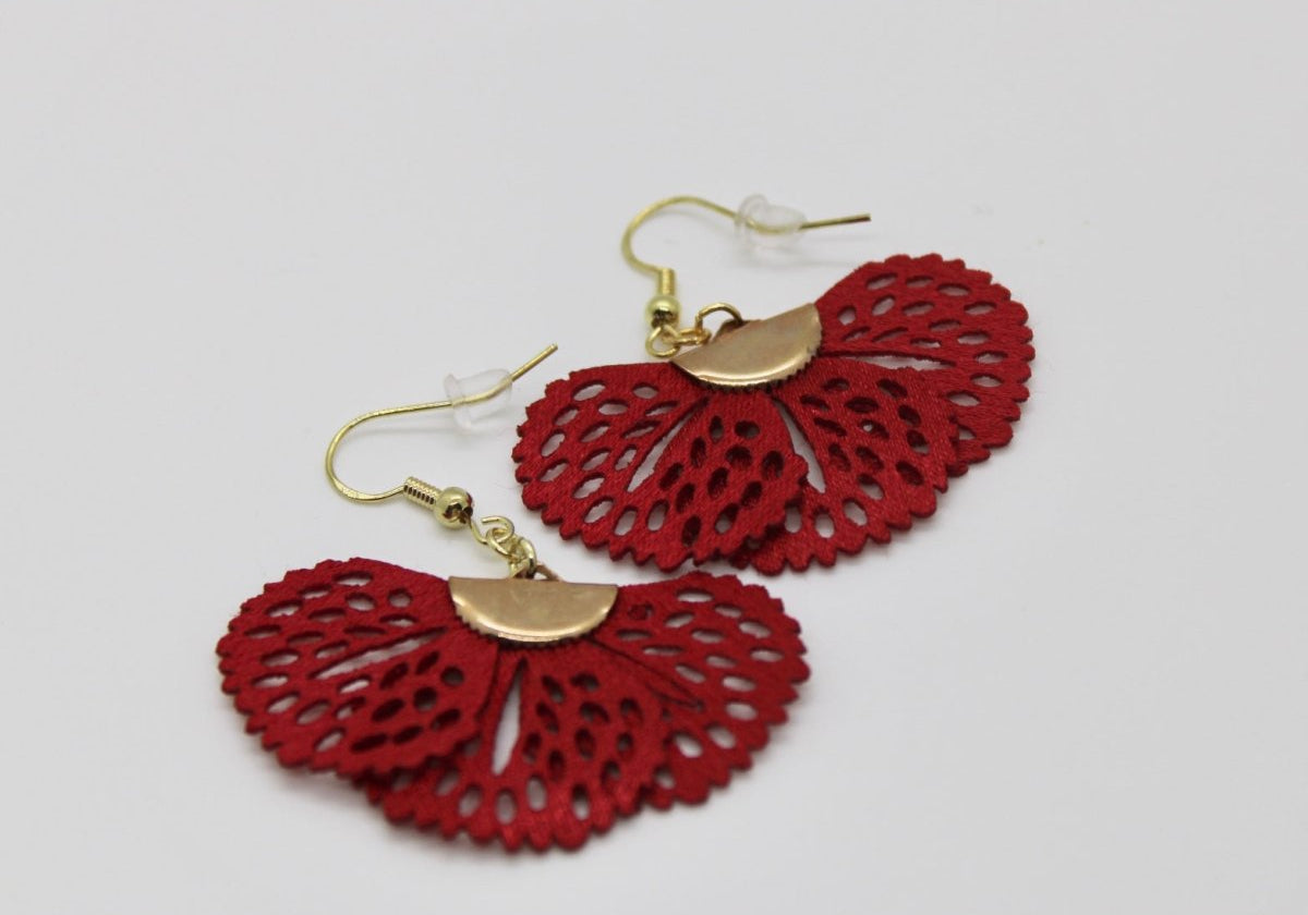 Fan Style Earrings - Bodacious BijousRed