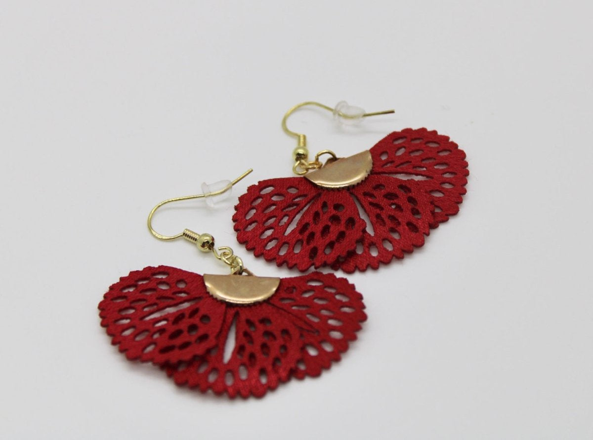 Fan Style Earrings - Bodacious BijousRed