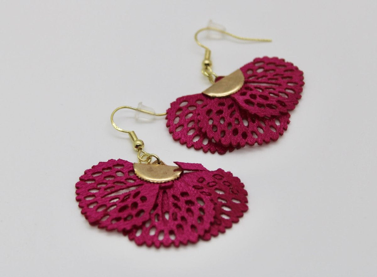 Fan Style Earrings - Bodacious BijousPink