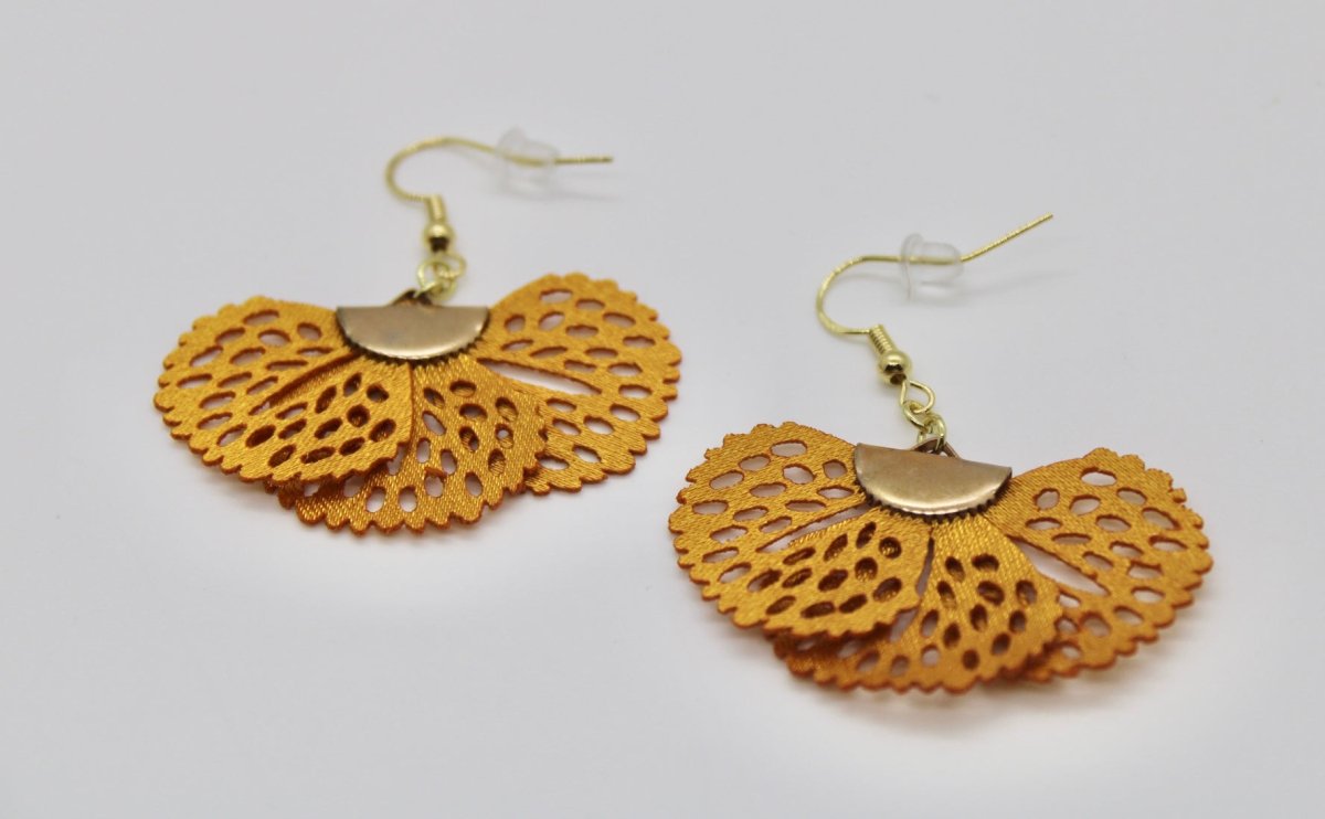 Fan Style Earrings - Bodacious BijousGold (dark)