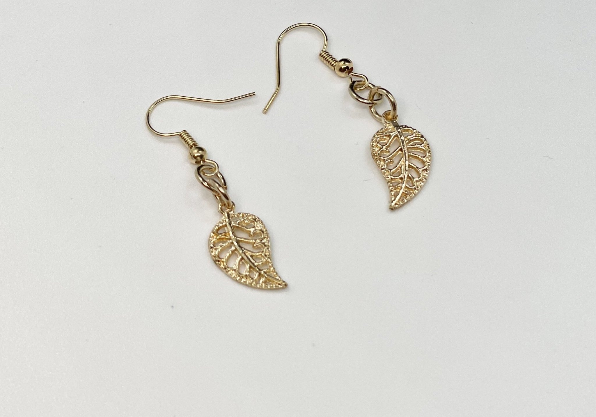 Gold Tone Leaf Earrings - Bodacious Bijous