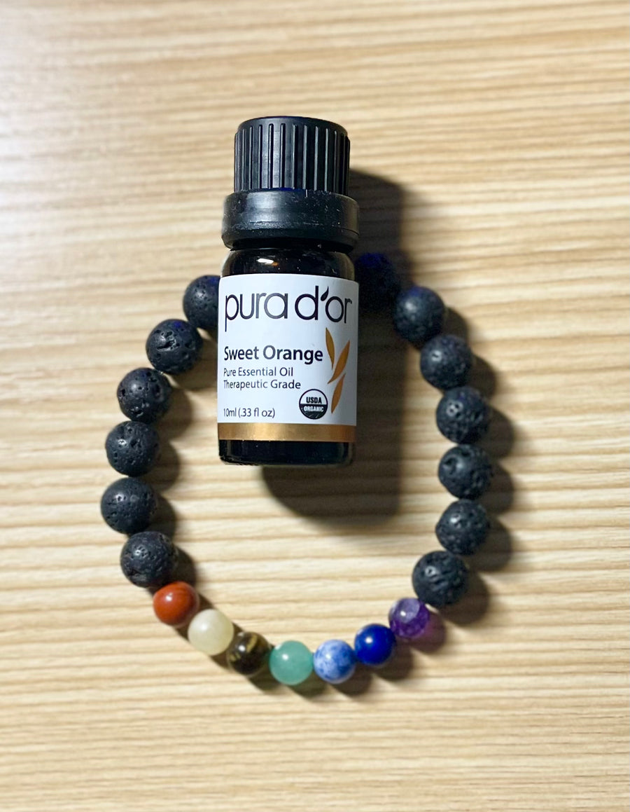Lava Chakra Bead Bracelet w/Free Essential Oil - Bracelets