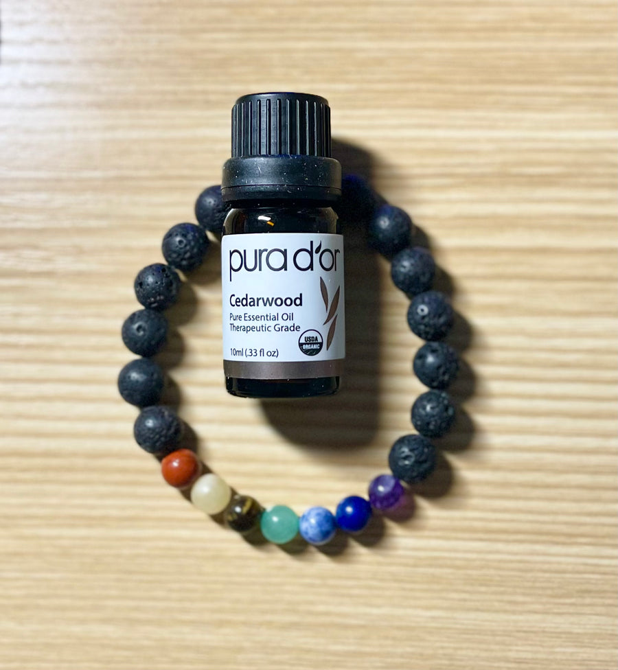 Lava Chakra Bead Bracelet w/Free Essential Oil - Bracelets