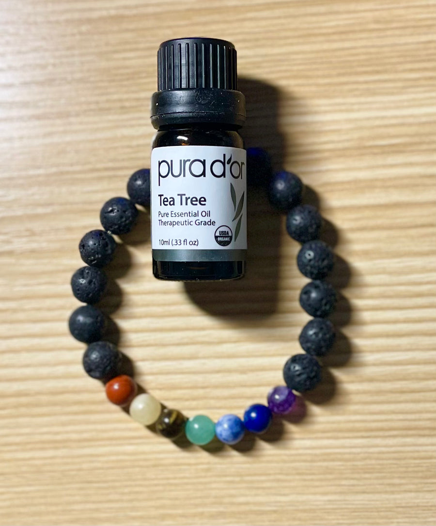 Lava Chakra Bead Bracelet w/Free Essential Oil - Bracelets