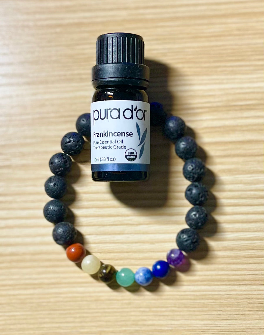 Lava Chakra Bead Bracelet w/Free Essential Oil - Bracelets
