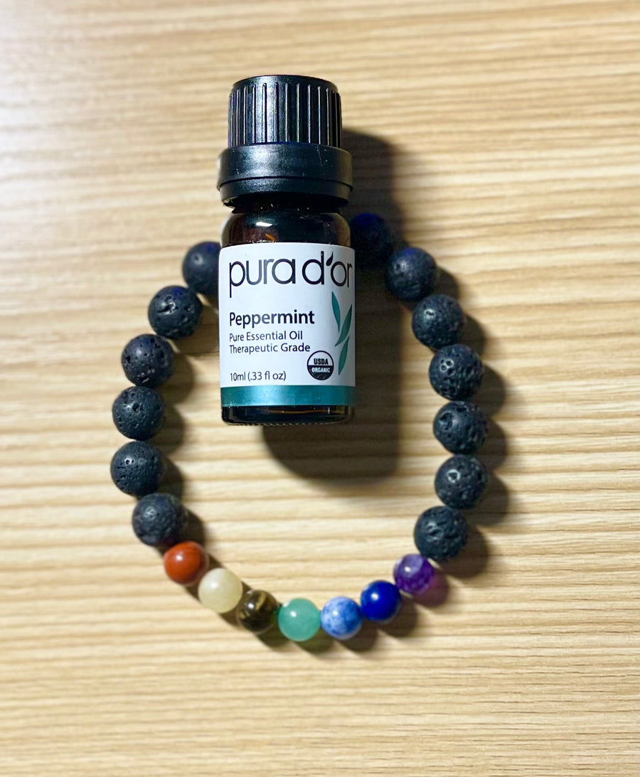 Lava Chakra Bead Bracelet w/Free Essential Oil - Bracelets