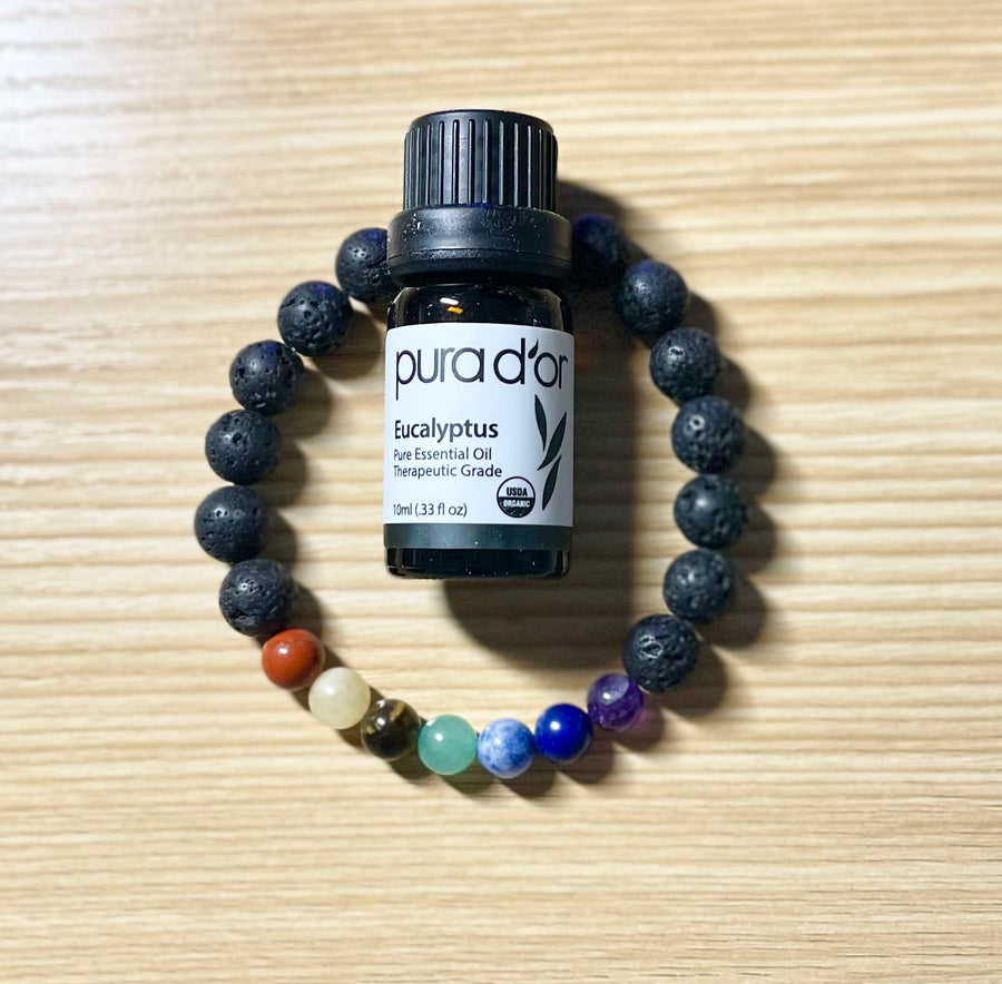 Lava Chakra Bead Bracelet w/Free Essential Oil - Bracelets
