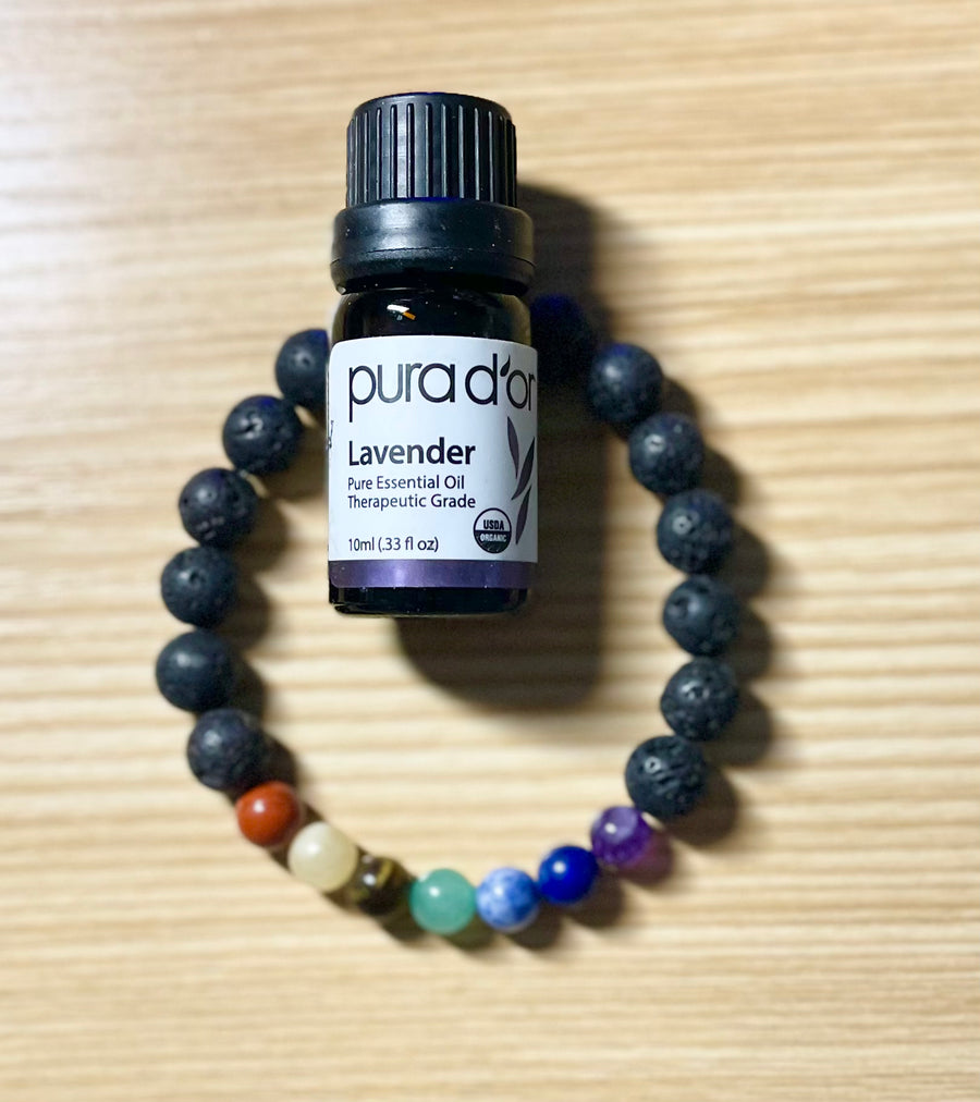 Lava Chakra Bead Bracelet w/Free Essential Oil - Bracelets