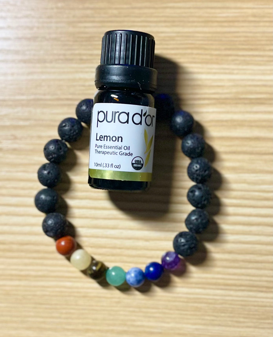 Lava Chakra Bead Bracelet w/Free Essential Oil - Bracelets