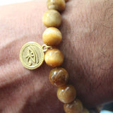 Men's Honey Tiger Eye Bead Bracelet with Charm - Bodacious Bijous