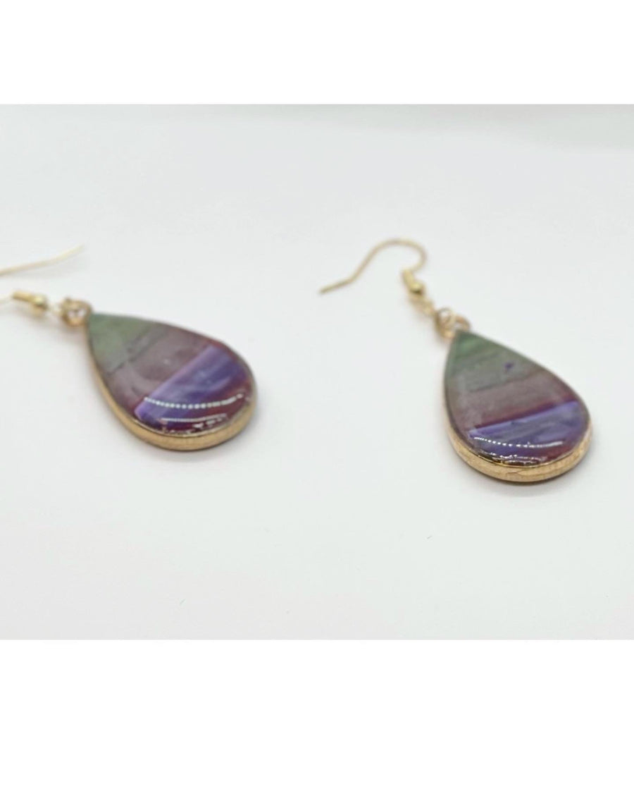 Motley Oval Earrings with Brass Colored Accents - Bodacious Bijous