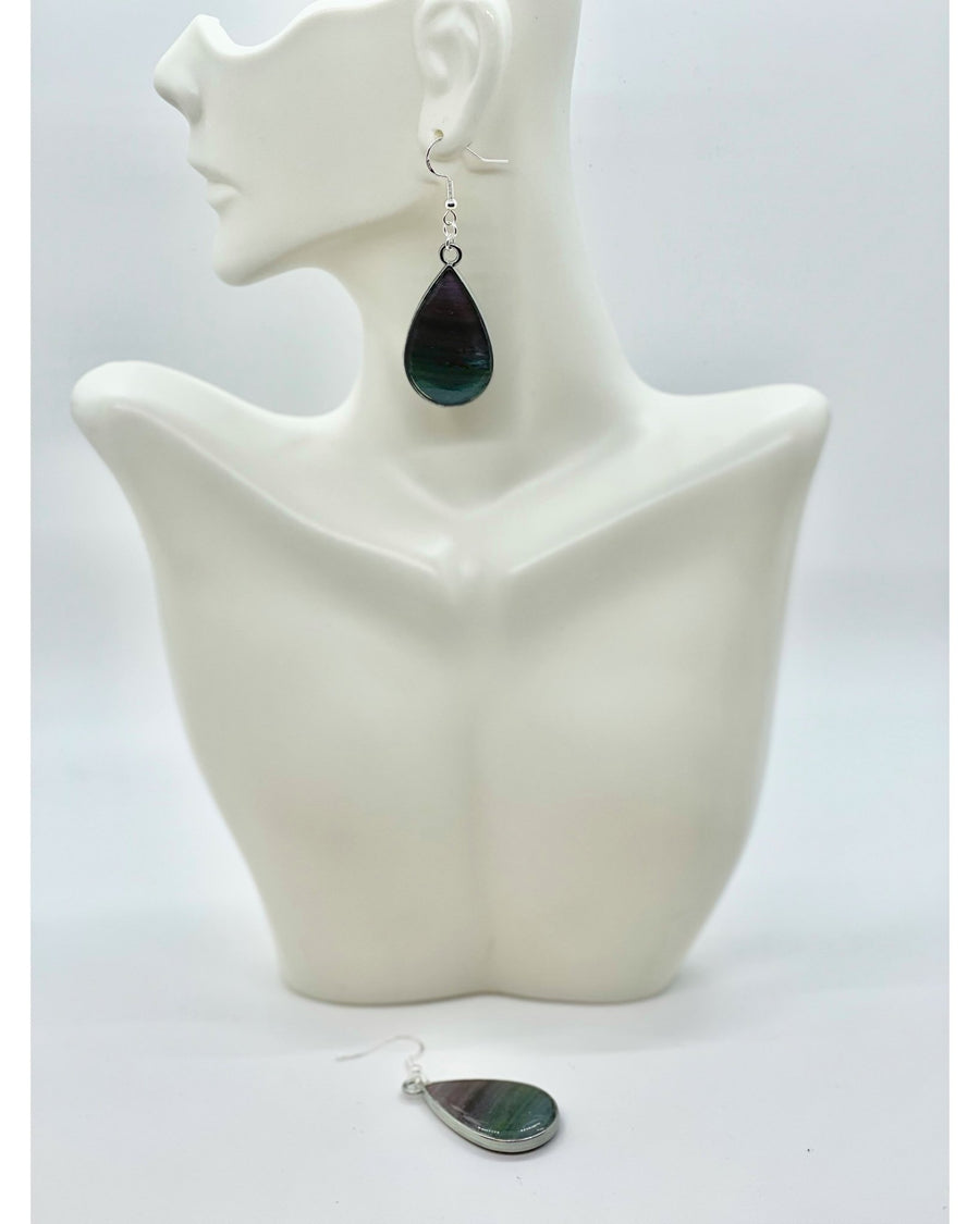 Motley Oval Earrings with Brass Colored Accents - Bodacious Bijous