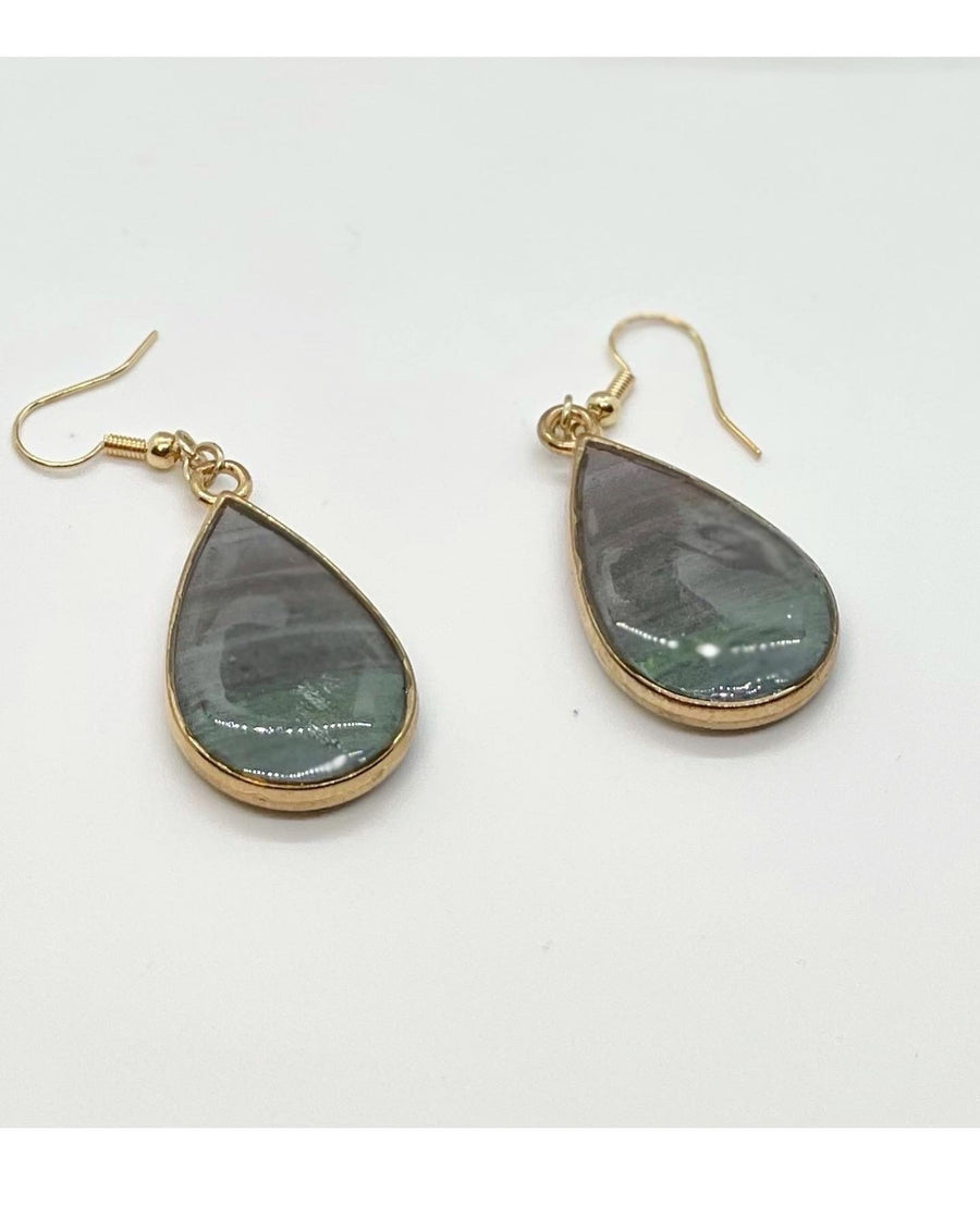 Motley Oval Earrings with Brass Colored Accents - Bodacious Bijous