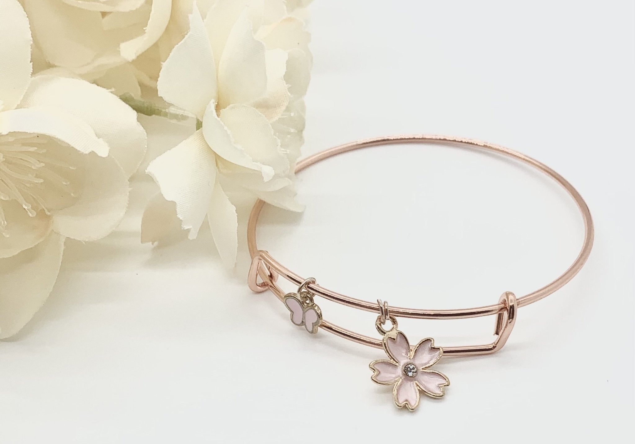 Pink Rose Gold Charm Bracelets - Bodacious Bijous