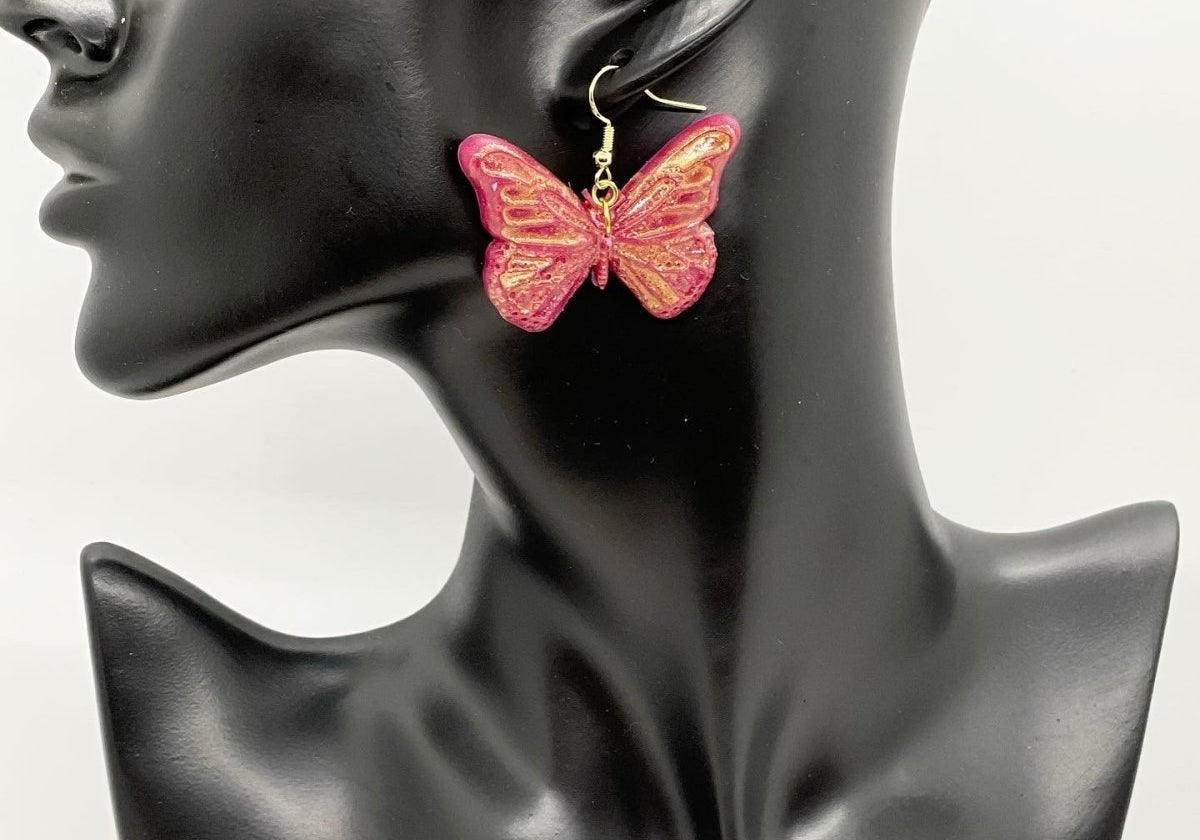 Red & Gold Butterfly Earrings - Bodacious Bijous