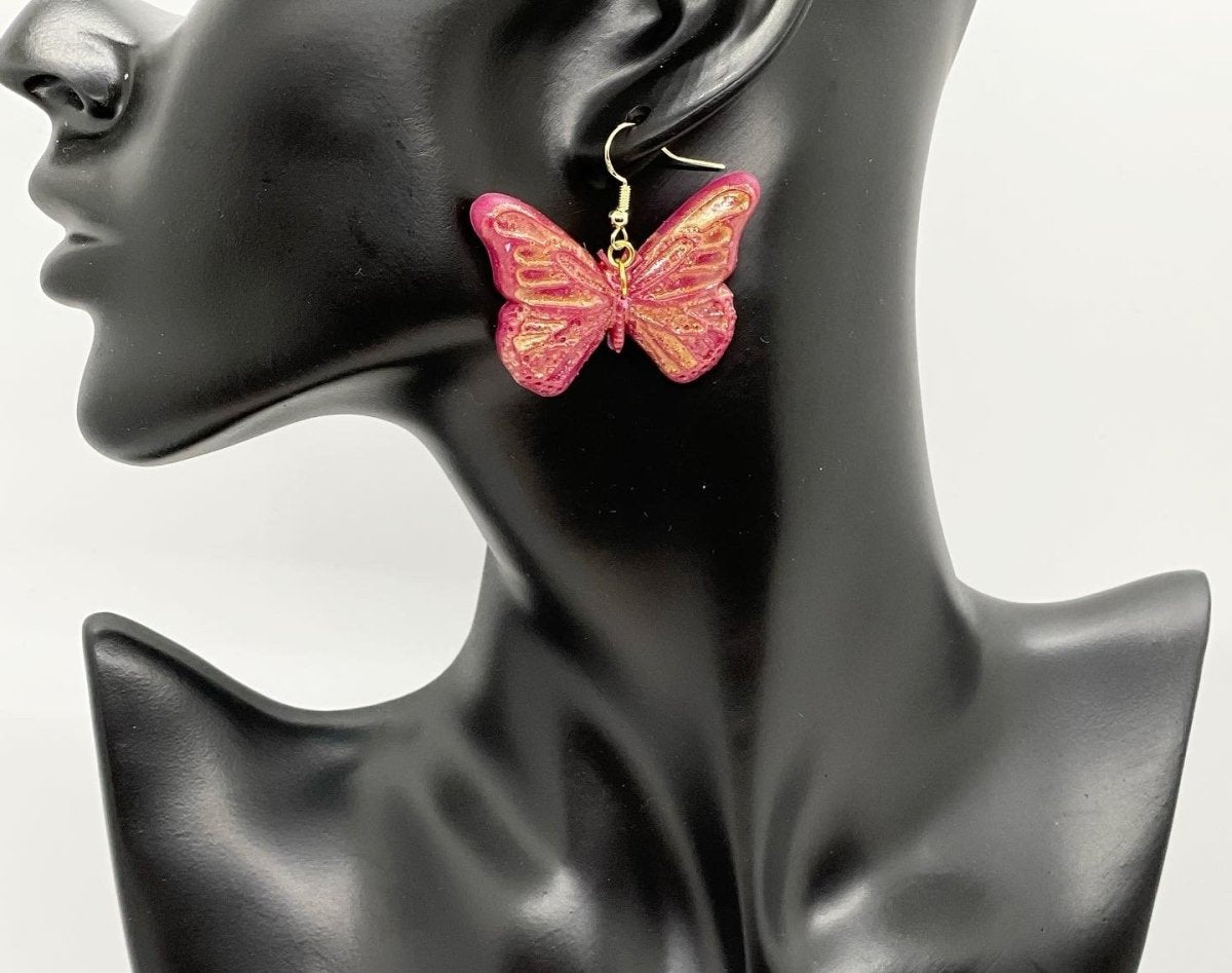 Red & Gold Butterfly Earrings - Bodacious Bijous